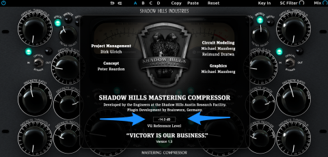 Shadow Hills Mastering Compressor VU Meter Reference Level